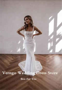 Verngo Элегантные свадебные платья с кружевом русалки Vestido de noiva, свадебные платья с шлейфом и открытой спиной, свадебное платье Robe de mariage 2023