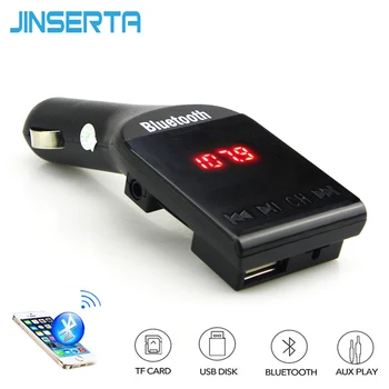JINSERTA Bluetooth FM-передатчик MP3-плеер Громкой Связи Автомобильный Комплект Поддержка USB Flash TF Micro SD AUX Аудио Музыка MP3-Плееры
