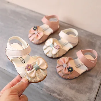 Детские сандалии, летние кроссовки для девочек, пляжная обувь для малышей, сандалии принцессы 1-2 лет, Дышащая обувь SXJ049
