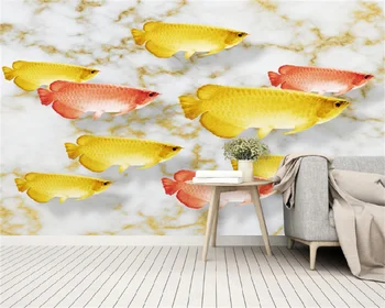 Пользовательские обои Новый китайский стиль 3D трехмерная золотая картина с девятью рыбками гостиная спальня ТВ фон настенная роспись