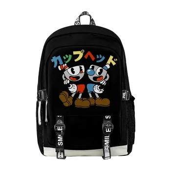 Мультяшный рюкзак на молнии The Cuphead Show, школьная сумка, уникальный рюкзак 2023, Новая сумка для путешествий по манге, ткань Оксфорд