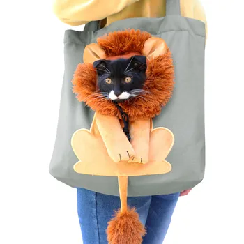 Сумки-переноски для кошек в форме Льва, Регулируемая транспортная сумка на молнии для собак, уличные сумки на плечо для домашних животных, Холщовая сумка-тоут для щенков