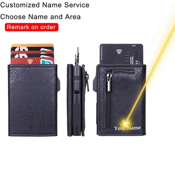 Кошелек с пользовательской гравировкой, держатель для кредитных карт, Женский Мужской кожаный кошелек, противоугонный RFID Смарт-кошелек, держатель для карт, Карманные кошельки для монет