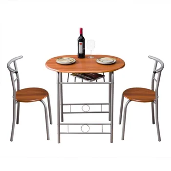 Стол для завтрака из ПВХ с коричневым покрытием (один стол и два стула) [На складе в США]