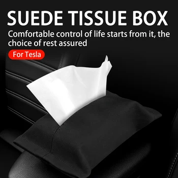 Автомобильный скрытый держатель для салфеток для Tesla Model 3, Замшевый подлокотник, Салфетка для спинки сиденья, Центральная консоль, Сумка для хранения Автоаксессуаров