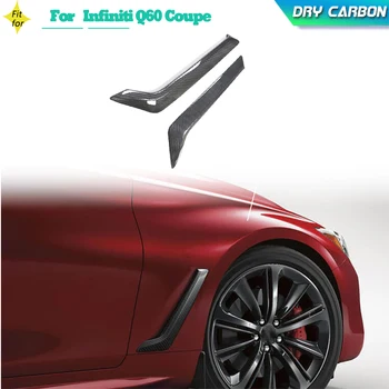 Накладка на вентиляционное отверстие бокового крыла из сухого углеродного волокна для Infiniti Q60 Q60S Coupe 2016-2020, Накладка на воздухозаборник автомобиля