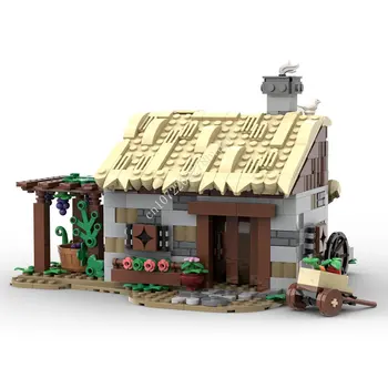 619 шт., индивидуальная модель средневекового замка MOC, Фермерский дом, Строительные блоки, Коллекция технологических кирпичей, Креативные игрушки DIY, Рождественские Подарки