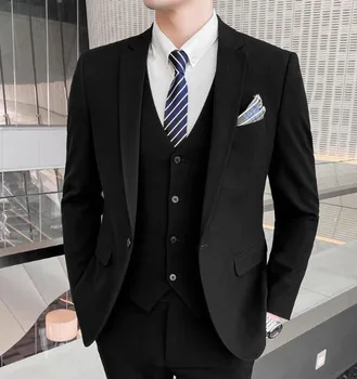 Новый мужской пиджак Модный бутик Повседневный деловой мужской жених Свадебный смокинг Платье блейзеры CoatA162