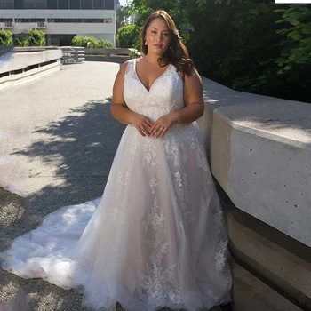 TIXLEAR Плюс Размер Свадебное Платье для Женщин Трапециевидной Формы С Кружевными Аппликациями vestido blanco Vestidos De Novia Bride 2023 Придворная Пуговица Со Шлейфом