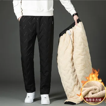Зимние плотные мужские брюки, ветрозащитные и водонепроницаемые, утолщенные теплые повседневные брюки, мужские термоштаны из шерсти ягненка, большие размеры 5XL