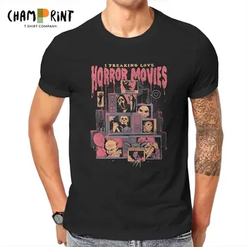 Мужские футболки с изображением фильмов ужасов в стиле ретро, забавные футболки из 100% хлопка, футболки с круглым воротником и коротким рукавом, одежда 4XL 5XL