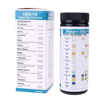 URS-14 100 полосок для анализа мочи, тест-бумага, тест-полоски для анализа мочи, лейкоциты, нитрит, уробилиноген, белок, рН, кетон, прямая поставка