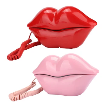 Домашний стационарный телефон в европейском стиле, модный розовый телефон в форме губ, настольный рот-телефон для украшения дома, отеля, офиса