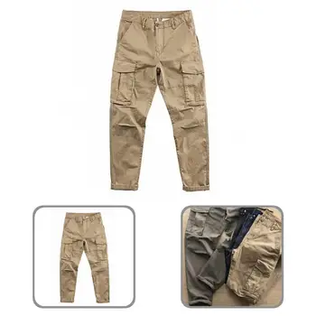 Отличные брюки-карго, прямые мужские брюки, однотонные весенние брюки с глубоким вырезом в промежности для отдыха