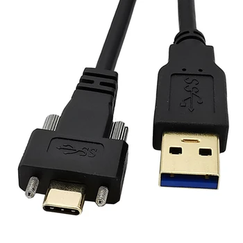 Позолоченный USB 3.1 Type-C с двойным винтовым креплением под углом 90 ° к стандартному кабелю передачи данных USB3.0 под углом 90 градусов для камеры 0,3 м 1 м 2 м