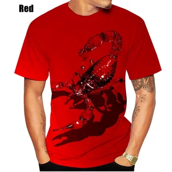 2023 Новая модная мужская и женская футболка с 3D-принтом в виде животного Скорпиона, круглый воротник, короткий рукав