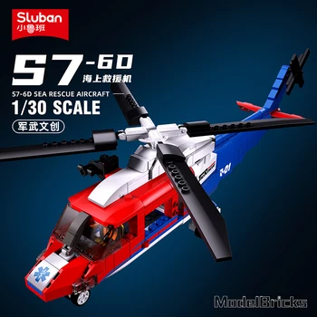 SLUBAN S7-6D Морской Спасательный Самолет Вертолет Строительные Блоки Строительные Кирпичи Развивающие Игрушки для Детей 402 шт.
