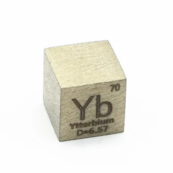Иттербиевый Металлический Блок Плотностью 10 мм Куб 99.99% Чистый для Коллекции Элементов Хобби DIY Ремесла Дисплей