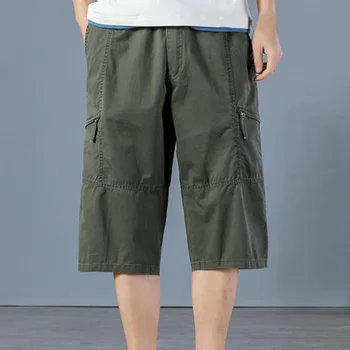 2023 Летние мужские брюки 6XL, талия 140 см, 5XL, свободные хлопковые брюки до икр, мужские брюки