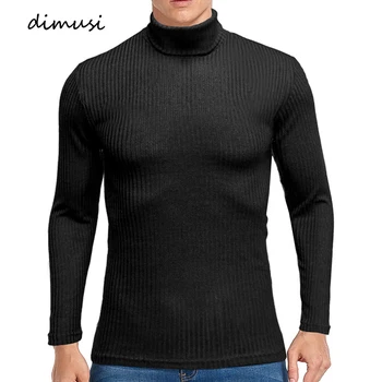 DIMUSI Зимний мужской свитер с высоким воротом, повседневная верхняя одежда, мужские вязаные пуловеры, свитера, Модные свитера с тонким низом, мужская одежда