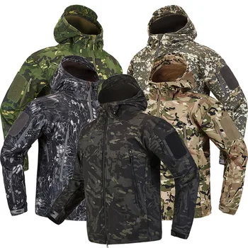Тактическая куртка из мягкой кожи акулы, мужская водонепроницаемая ветровка, флисовое пальто, охотничья одежда, камуфляжная армейская военная куртка