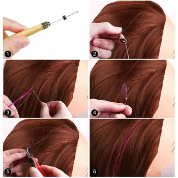 1 Комплект изысканной мишуры для наращивания волос с помощью крючка для вязания крючком DIY Красочные женские Блестящие наращивание волос для девочек