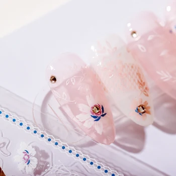 Нежный Бело-Розовый Дизайн с Бегонией, 3D Самоклеящиеся наклейки для дизайна ногтей, Полупрозрачные Цветы, Наклейка для маникюра, Романтичная Женщина