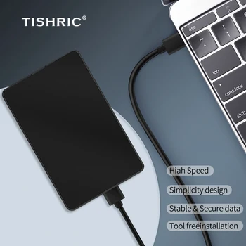 Корпус внешнего жесткого диска TISHRIC 2,5-дюймовый корпус жесткого диска Sata Адаптер Type-C 10 ТБ Корпус SSD Корпус жесткого диска Коробка для жесткого диска