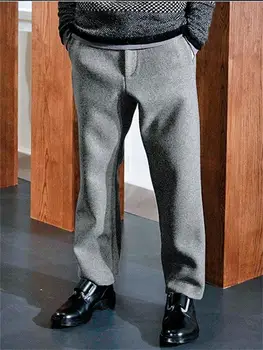 Мужской костюм, прямые брюки, осенне-зимние новые британские молодежные деловые прямые брюки большого размера