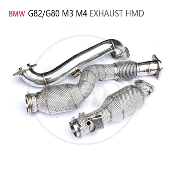 Автомобильные Аксессуары HMD Выпускная Труба С Высокой Производительностью Потока для BMW M3 M4 G80 G82 С Коллектором Каталитического Нейтрализатора Catless