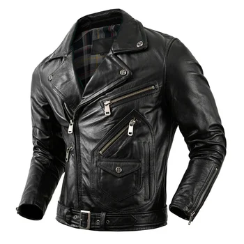 Мотоциклетная одежда Мужская куртка из натуральной воловьей кожи Мужские осенние пальто для верховой езды для мужчин байкеров