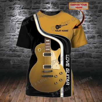 PLstar Cosmos По индивидуальному заказу с названием Guitar Летняя мужская футболка с 3D принтом Унисекс Повседневная сублимационная рубашка для любителей гитары DDR51