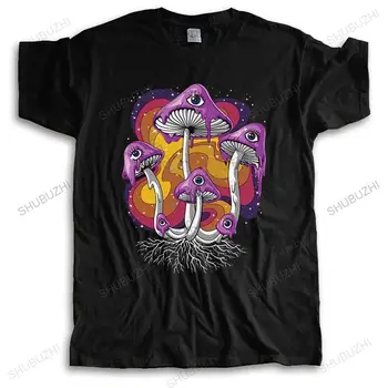 Классическая Мужская футболка с Психоделическим Псилоцибином Harajuku, Футболка с Волшебными Грибами, Футболка с короткими рукавами из 100% Хлопка, Летние Грибы