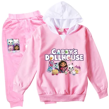 Толстовка Gabbys Dollhouse с капюшоном, детские толстовки Gabby Cats, штаны для бега, комплекты из 2 предметов, бутик одежды для маленьких девочек, спортивные костюмы для маленьких мальчиков