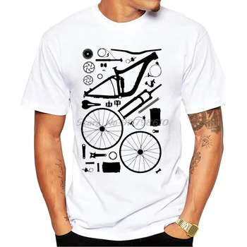 Новая винтажная мужская футболка с коротким рукавом для горных велосипедов с деконструированным принтом Летний Велосипедный спортивный повседневный топ для мальчиков в стиле хип-хоп