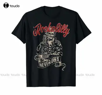 Винтажная футболка Rockabilly Never Dies Rock, летняя мужская одежда для фитнеса с короткими рукавами, футболка с круглым вырезом