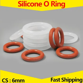 CS 6 мм, Уплотнительное кольцо из термостойкого Пищевого силикона, Уплотнительное кольцо из резины VMQ Белого / красного цвета, толщина 6 мм, наружный диаметр 35-400 мм