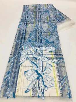 Роскошный Африканский жених Кружевная ткань с блестками Высокое качество 2023 г. Вышивка из тяжелого бисера Французский тюль Кружевное Нигерийское свадебное платье