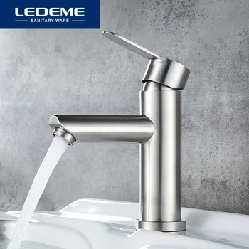Смеситель для раковины LEDEME из нержавеющей стали, смеситель для ванной комнаты с одним отверстием для горячей и холодной воды, Классические смесители для бассейна L71003