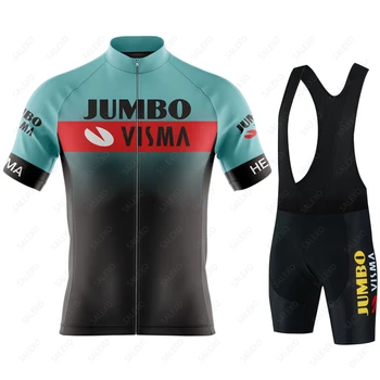 2023 Jumbo Visma Велоспорт Джерси Комплект С Коротким Рукавом для Мужчин Анти-УФ Велосипед Джерси Комплект Летняя Велосипедная Одежда Maillot Ciclismo Hombre