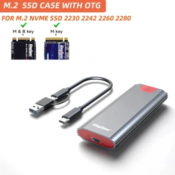 KingSpec M2 SSD Case NVMe USB Type C 10 Гбит/с PCIe SSD Корпус M.2 NVMe Case Внешний Адаптер для 2230 2242 2260 2280 M2 SSD