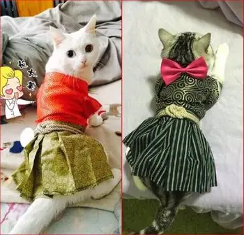 Три стиля Весна и лето загруженный Баффи питомец питомец воин кимоно кошка маленькая собака одежда самурай изменил тело питомец кимоно