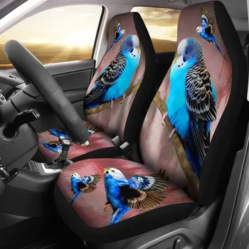 Голубой волнистый попугайчик (Budgerigar) Набор чехлов для автомобильных сидений с птичьим принтом, 2 шт., Автомобильные аксессуары, чехол для сиденья