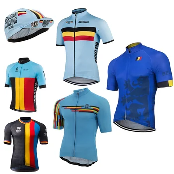 НОВАЯ мужская майка сборной Бельгии по велоспорту Синяя велосипедная одежда Велосипедная одежда с коротким рукавом Настраиваемая