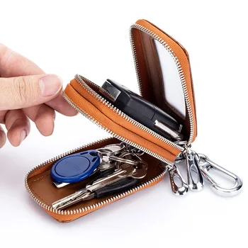 Новый мини-кошелек-брелок для мужчин и женщин, кожаный чехол-органайзер на молнии, сумка-органайзер, сумка-брелок для автомобиля, кошелек, ключница, чехол для ключей