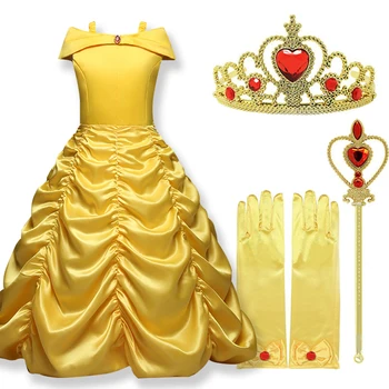 2021 Косплей Платье принцессы Белль Платья для девочек для 