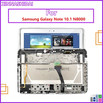 10,1-дюймовый ЖК-дисплей Для Samsung Galaxy Note 10,1 N8000 N8010 N8013 ЖК-Дисплей С Сенсорным Экраном и Цифровым Преобразователем В Сборе С Рамкой