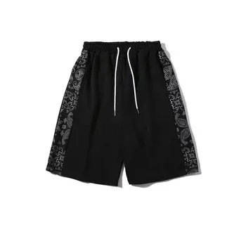 Винтажные боковые спортивные шорты с цветком Кешью, мужские модные уличные свободные широкие брюки на лето