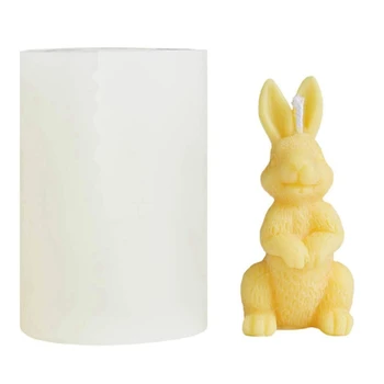2X силиконовая форма с 3D имитацией кролика для торта, пасхального кролика, формы для изготовления свечей, ароматическая свеча, гипсовая форма из смолы