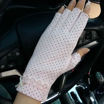 Весенне-осенние тонкие летние нескользящие солнцезащитные перчатки из чистого хлопка без пальцев для вождения, женские летние короткие перчатки B83